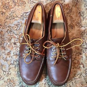 LL BEAN Size 10.5 Leather Boat Shoes RubberSole